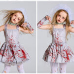Kids Zombie Bride Costume Halloween Scary Cosplay Party Dress For Girls - 4