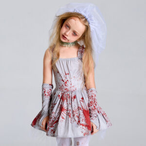 Kids Scary Corpse Bride Halloween Costume Bloody Zombie Cosplay Dressup - 1