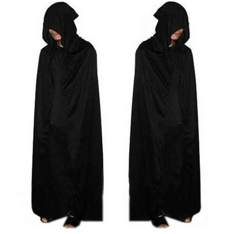 Unisex Fulllength Hooded Vampire Knight Cloak Halloween Costume In Black - 8