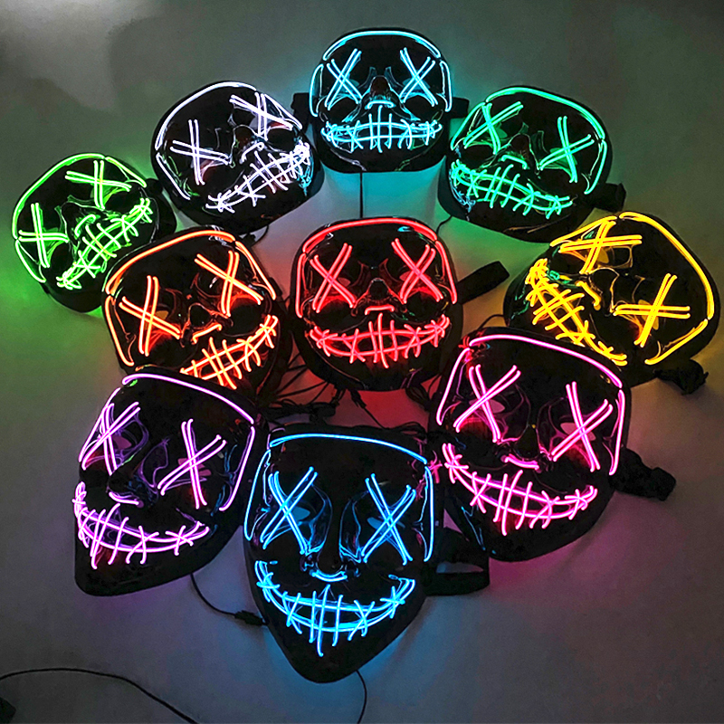 Classic Led Luminous Neon Purge Mask For Halloween Carnival Night - 7