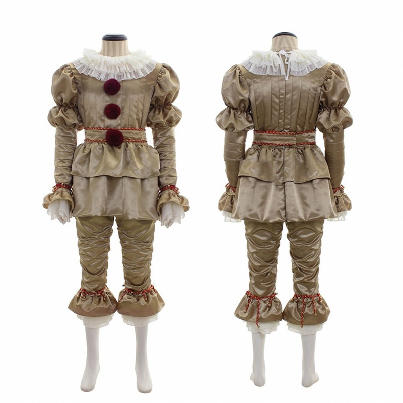 Scary Clown Halloween Costume With Horror Mask For Role Play Parties - 12
