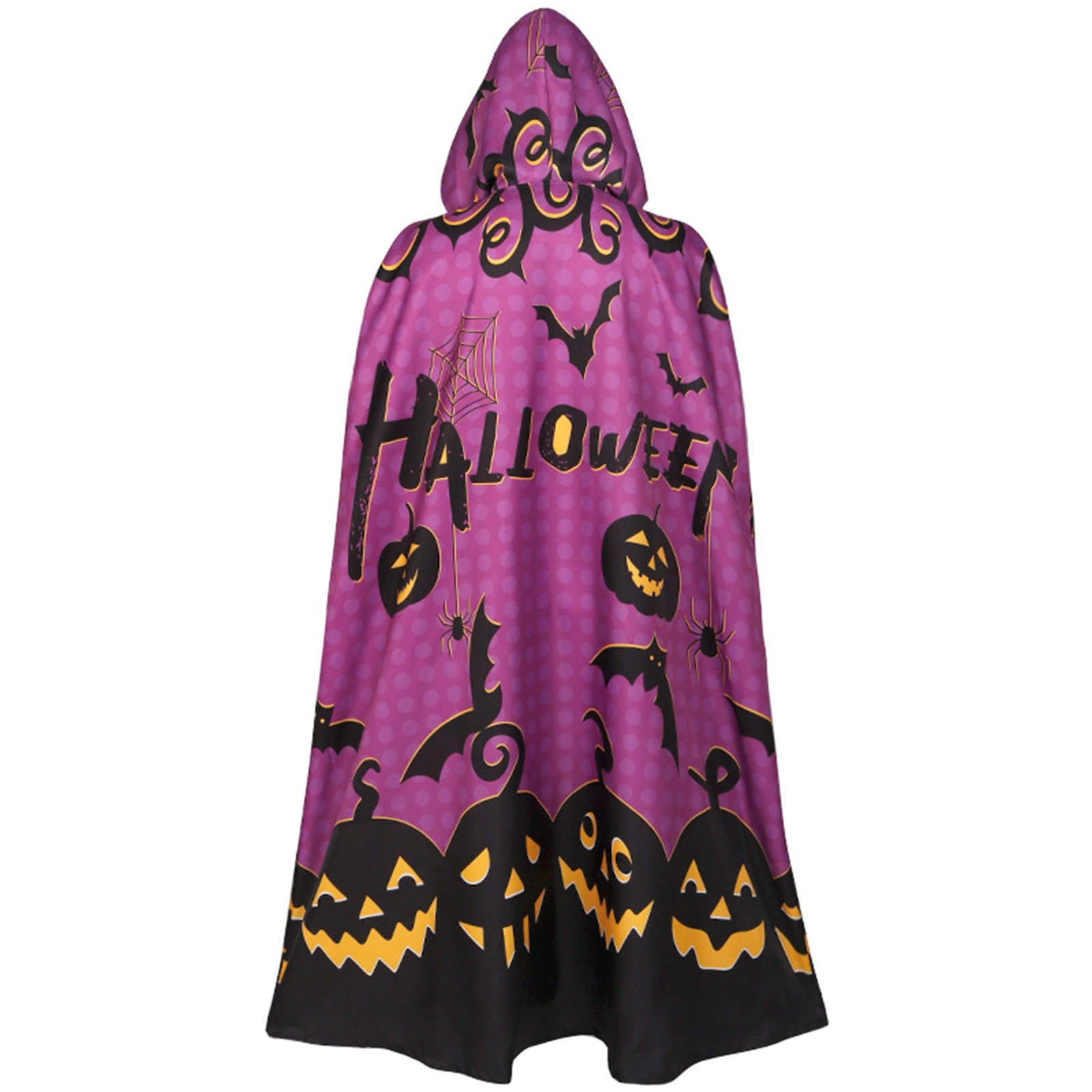 Adult Velvet Hooded Witch Costume Halloween Medieval Cosplay Printed Cloak - 13