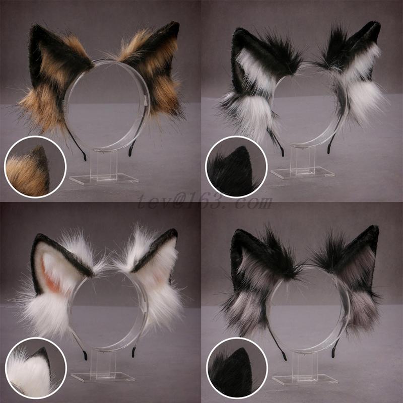Faux Fur Wolf Ears Headband Anime Cosplay Costume Masquerade Hair Accessory - 8