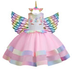 Unicorn Tutu Dress For Baby Girls Pastel Rainbow Birthday Halloween Costume - 3