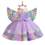 Unicorn Tutu Dress For Baby Girls Pastel Rainbow Birthday Halloween Costume - 4