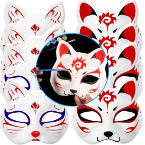 Diy Unpainted Cat Fox Masks White Craft Paper For Cosplay Party - 1