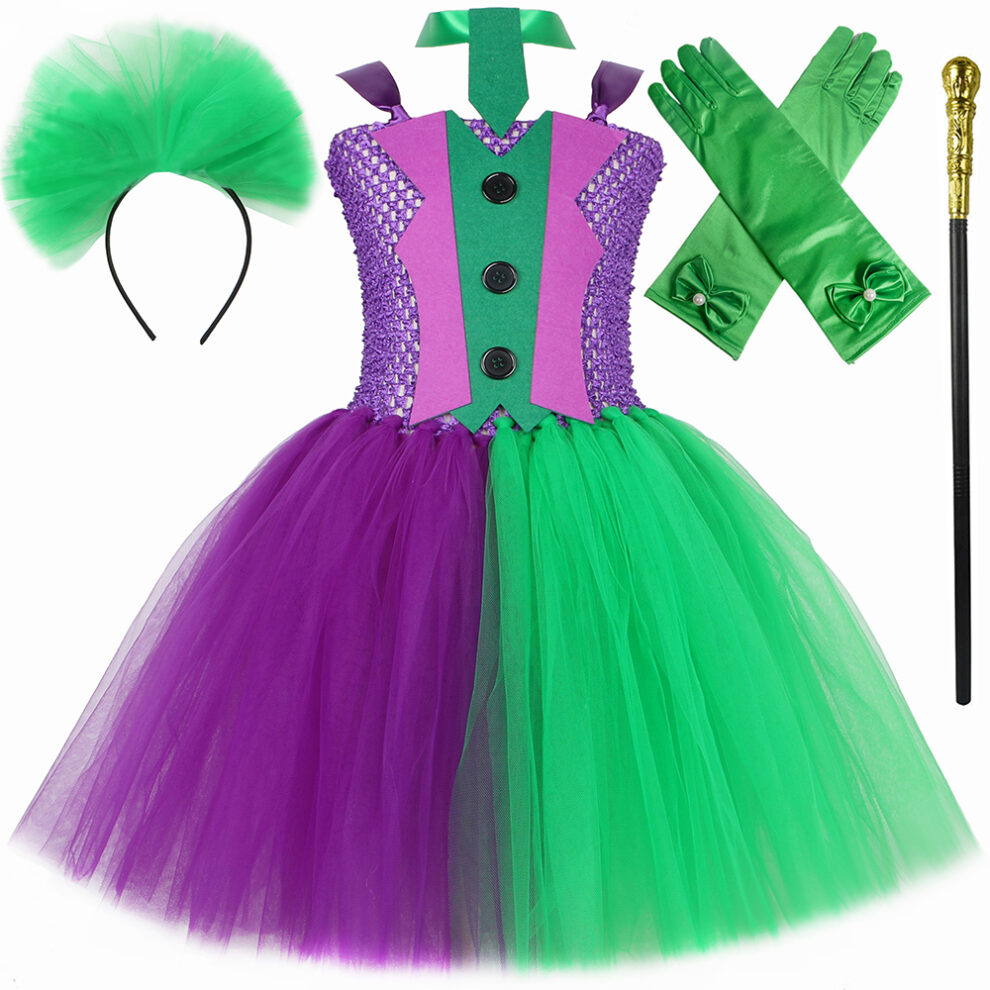 Girls Joker Bat Costume Dark Knight Halloween Cosplay With Tutu Dress ...