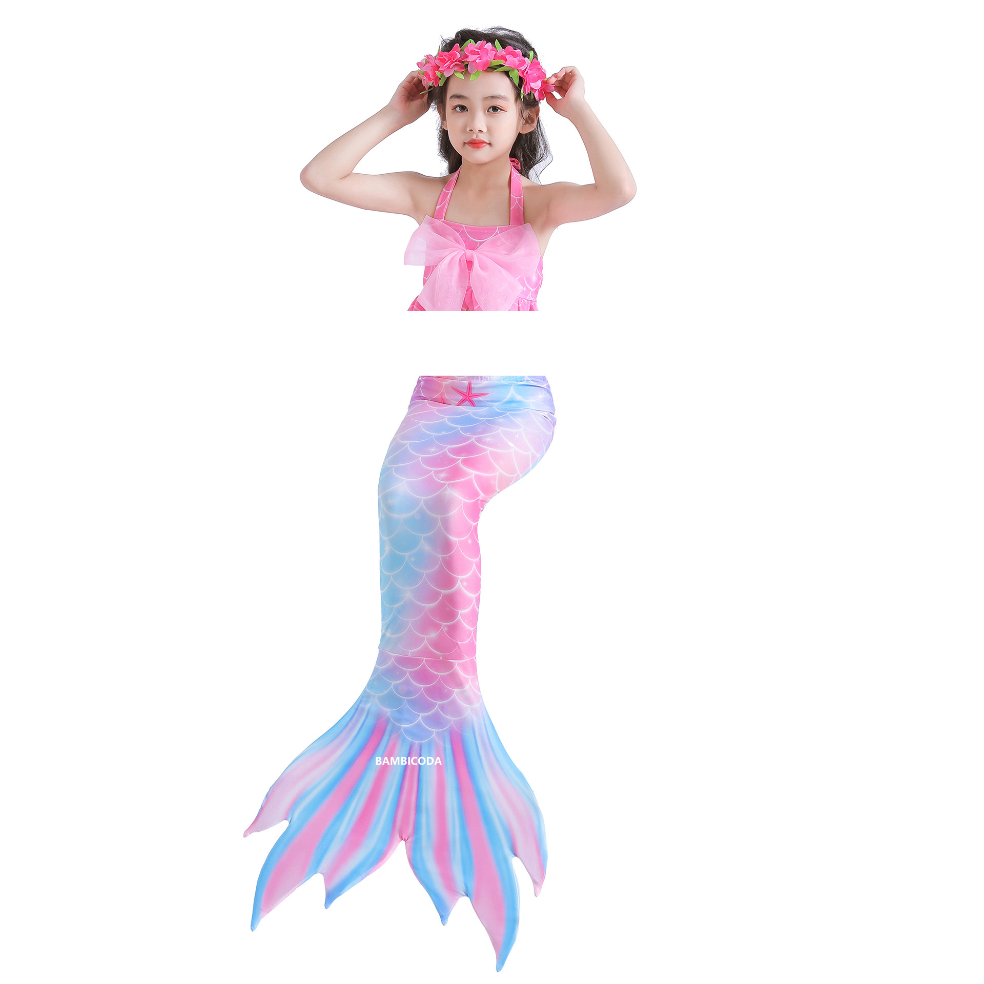 Girls Mermaid Tail Swimwear With Monofin Childrens Beach Costume Bikini - 15