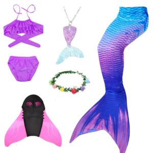 Girls Mermaid Tail Swimsuit Kids Beach Bikini Birthday Pool Party Costume - 1