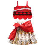 Moana Princess Costume With Necklace Kids Cosplay Party Dress For Girls - 3
