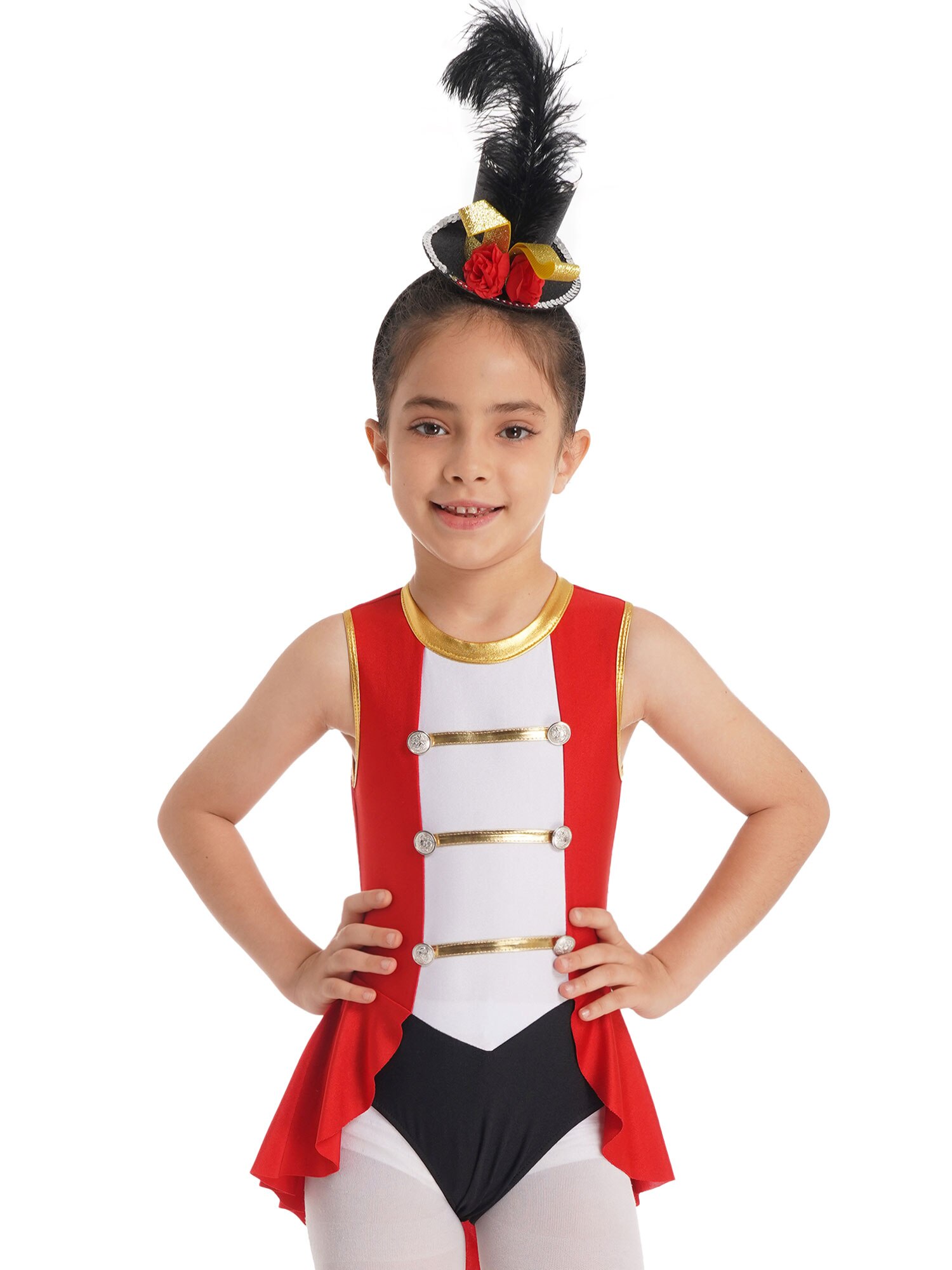 Girls Circus Ringmaster Costume Halloween Cosplay Ballet Dancewear Leotard - 48