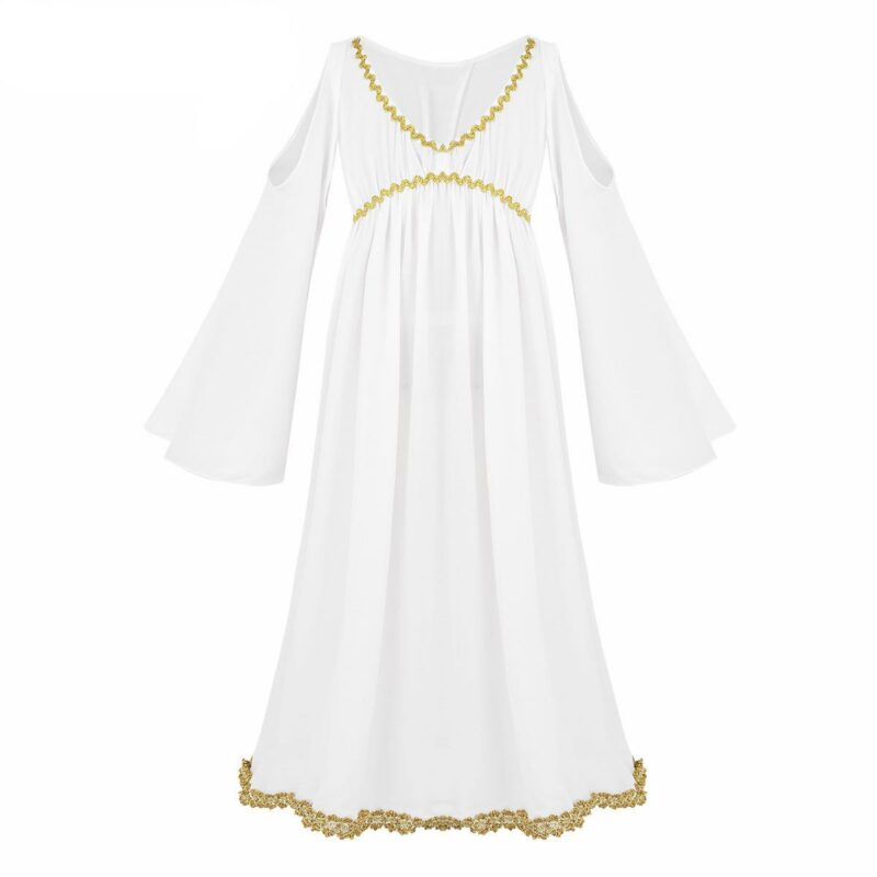 Girls Greek Goddess Costume Kids Fairy Party Halloween Role Play Dress - 1
