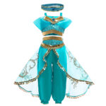 Kids Arabian Princess Jasmine Costume Aladdin Fancy Dress For Birthdaycarnival - 1