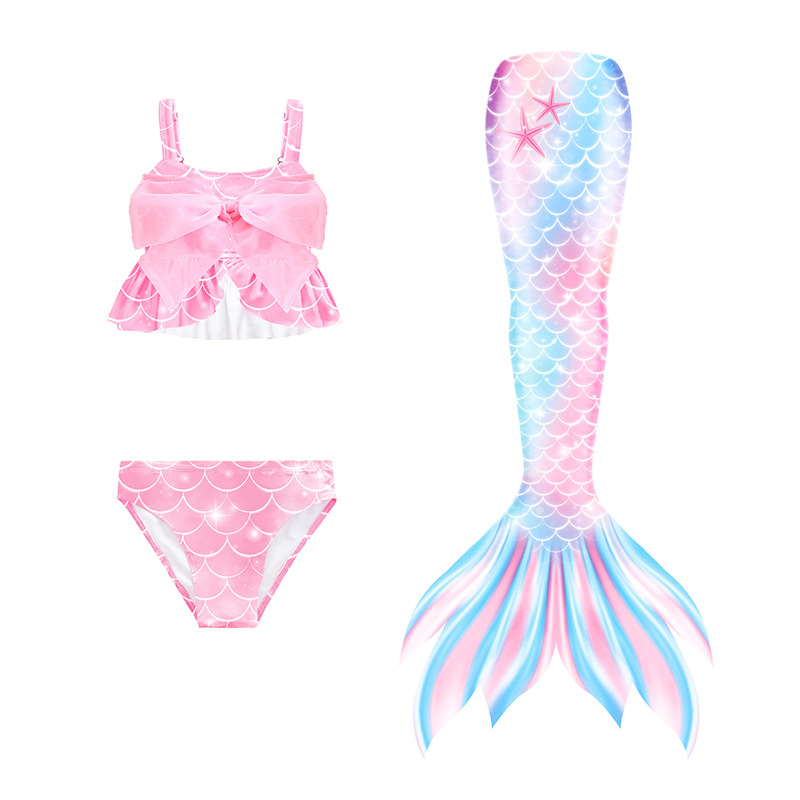 Girls Mermaid Tail Swimsuit With Monofin Kids Cosplay Beach Bikini Costume - 25