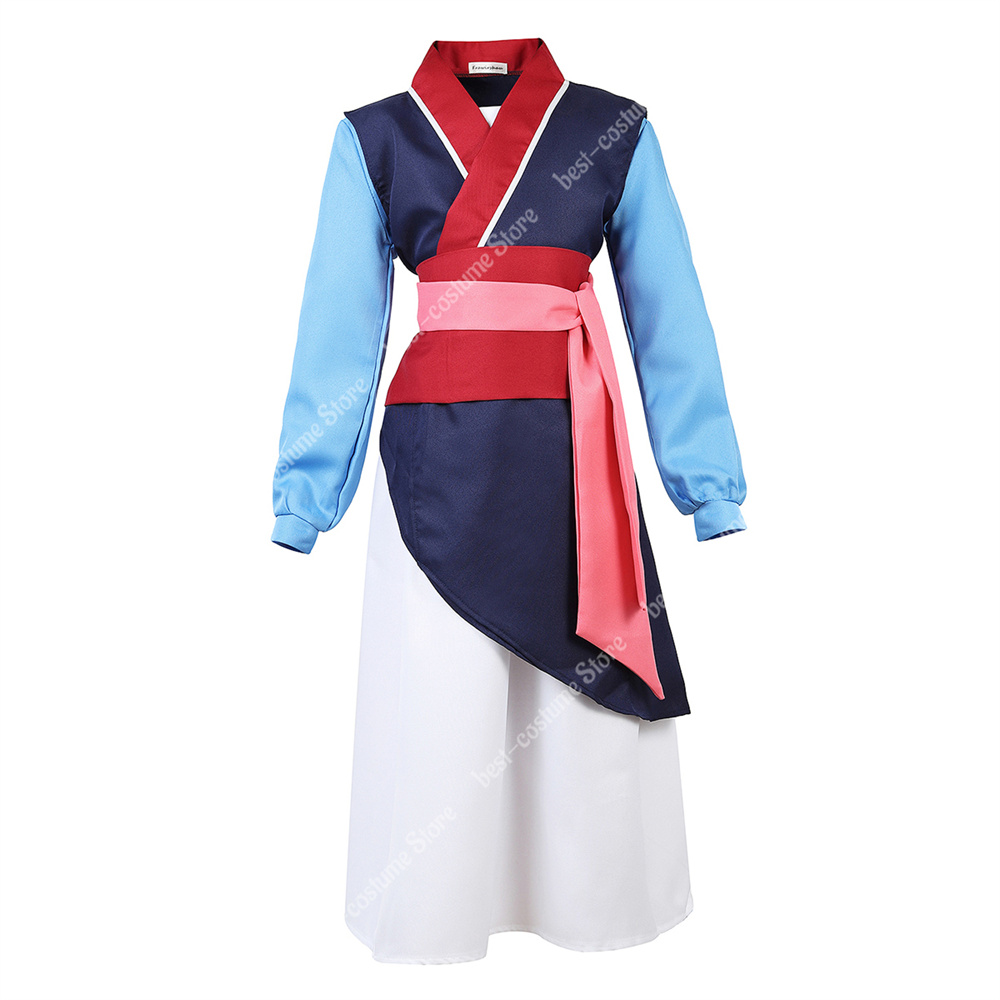 Mulan Princess Warrior Costume Girls Chinese Hanfu Cosplay Kids Halloween Outfit - 7