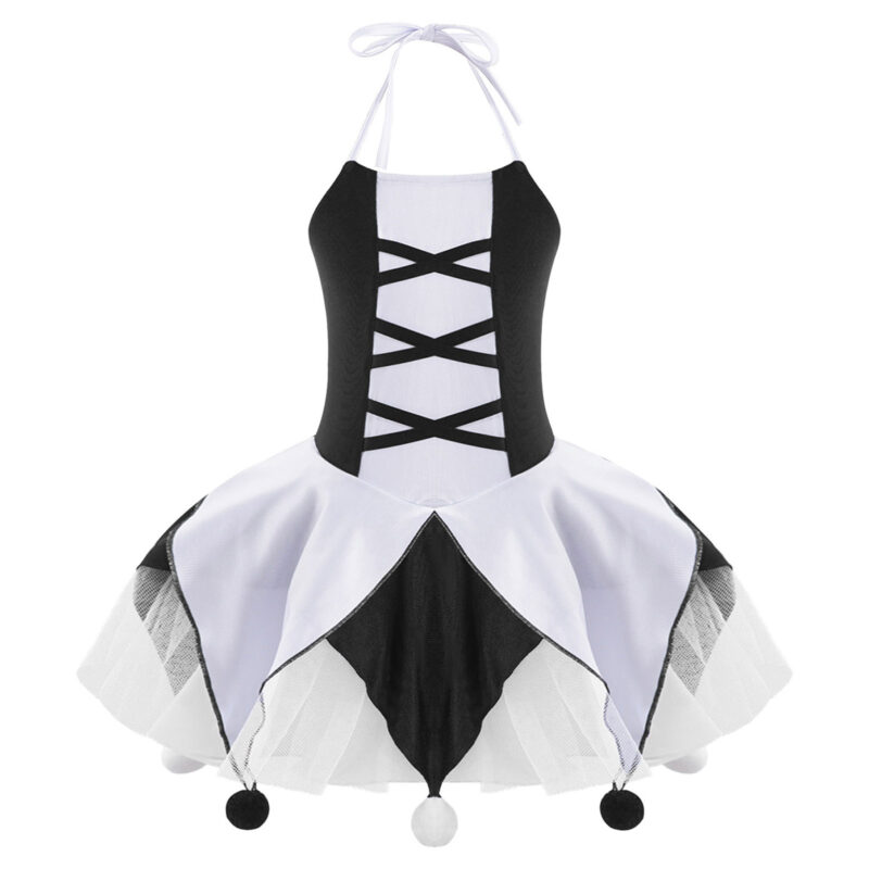 Girls Halloween Clown Tutu Dress Kids Carnival Cosplay Joker Costume - 1