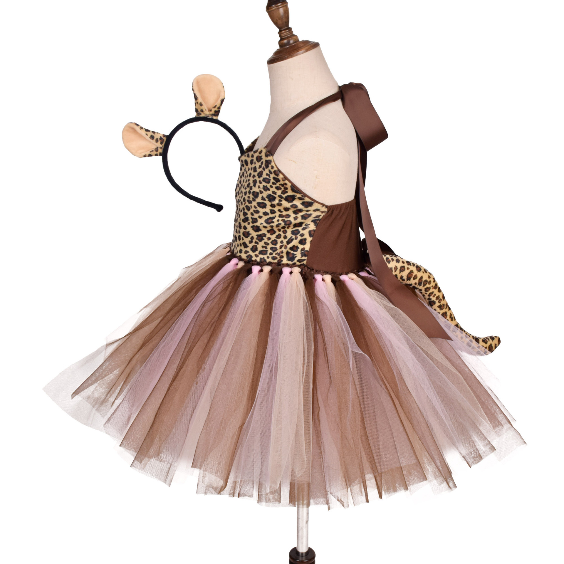 Kids Halloween Leopard Tutu Dress Cartoon Forest Animal Costumes Set - 15