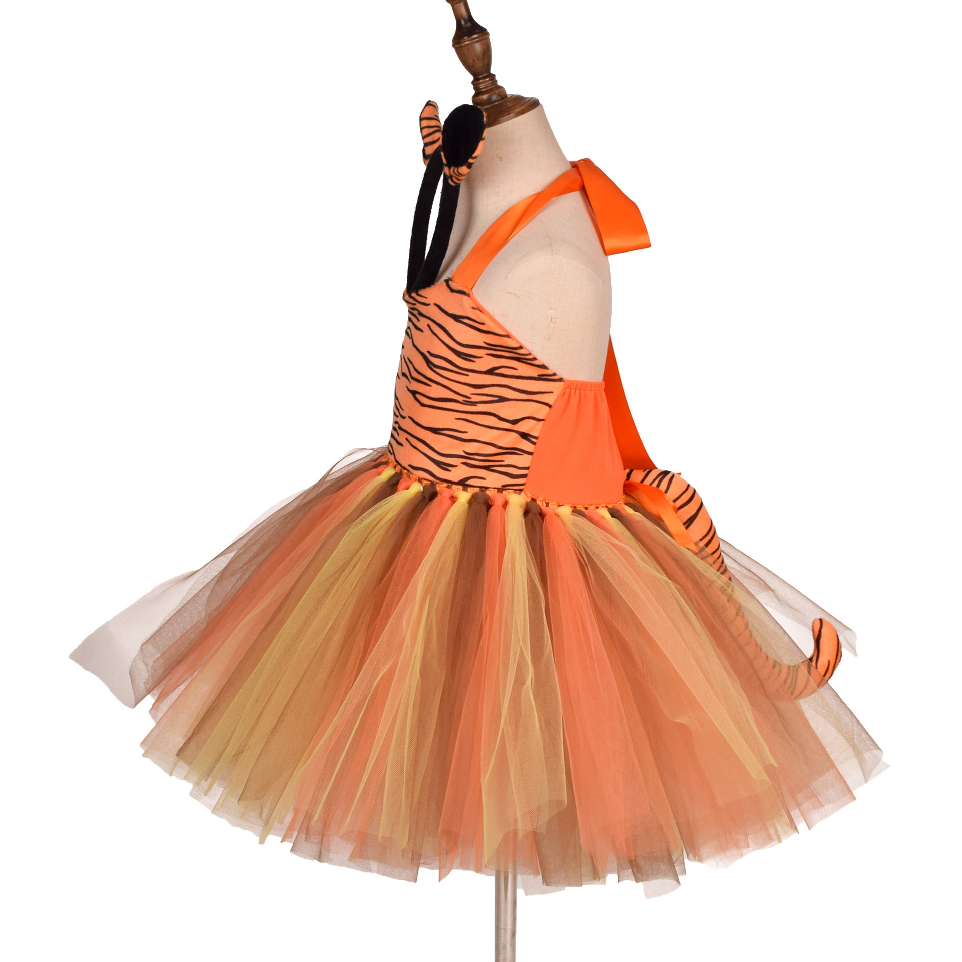 Kids Halloween Leopard Tutu Dress Cartoon Forest Animal Costumes Set - 39