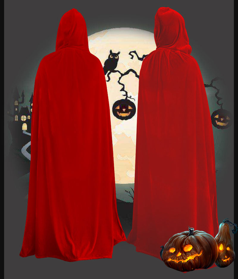Unisex Halloween Velvet Wizard Cloak Medieval Monk Witch Cosplay Costume - 12