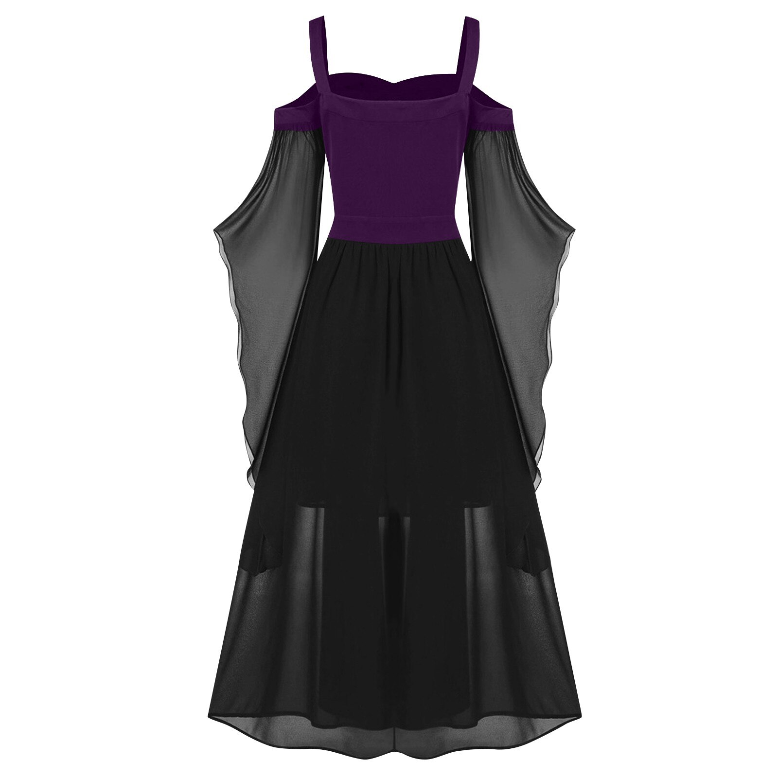 Plus Size Gothic Witch Dress Cold Shoulder Halloween Carnival Costume - 37