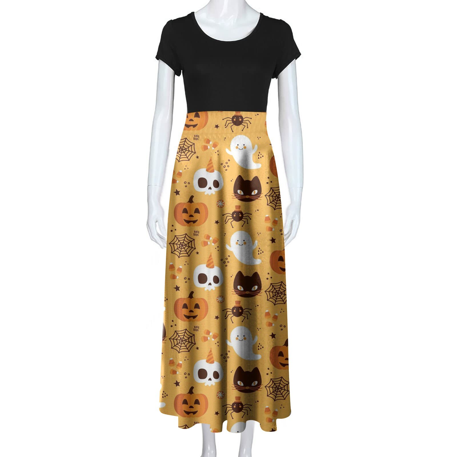 Womens Plus Size Halloween Vintage Dress Casual Round Neck Shortsleeved - 29