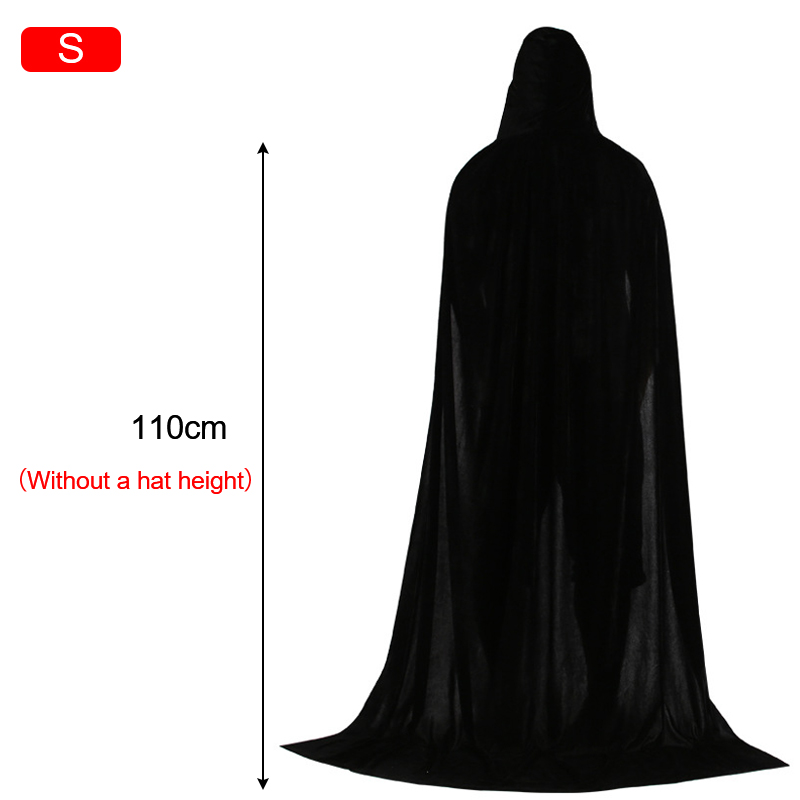 Unisex Velvet Hooded Cape For Halloween Grim Reaper Witch Cosplay Costume - 12