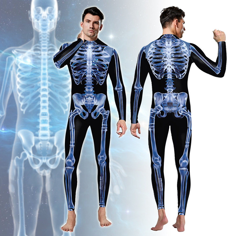 Womens Sexy Skeleton Ghost Halloween Costume Adult Devil Jumpsuit - 13