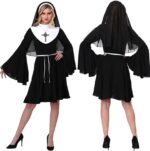 4pcs Sexy Nun Halloween Costumes Womens Church Cosplay Party Dresses - 1