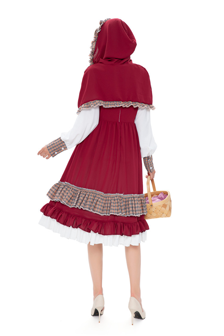 Adult Little Red Riding Hood Halloween Cosplay Party Costume Farm Maid - 13