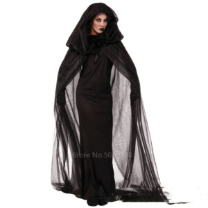 Sexy Witch Vampire Costume With Hooded Cape For Halloween Day Of The Dead - 6