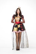 Queen Of Hearts Adult Halloween Costume Womens Royal Wonderland Dress - 5