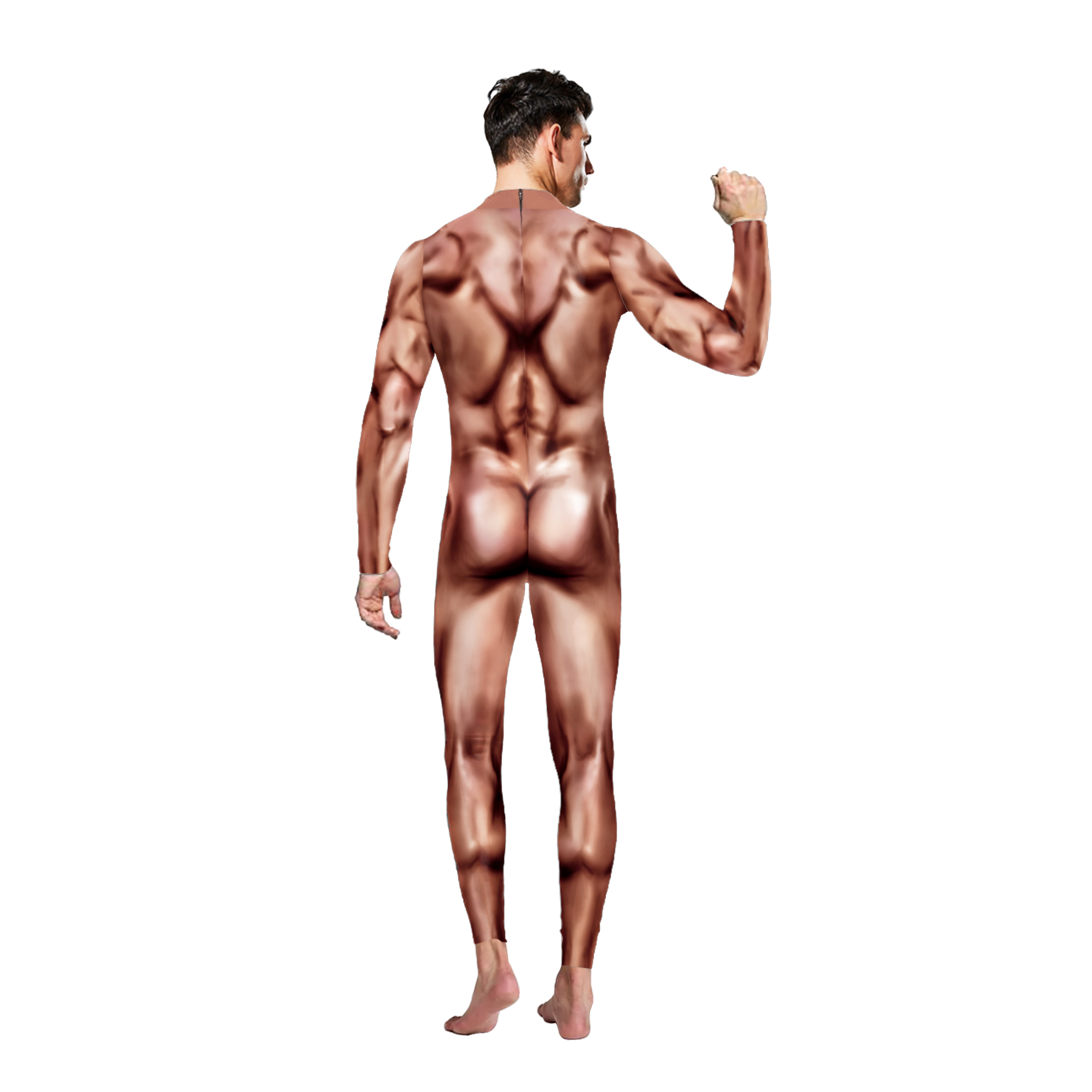 Mens Muscle Suit Halloween Costume Zentai Bodysuit Cosplay Carnival Catsuit - 9