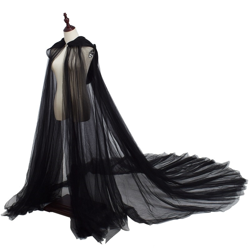 Womens Halloween Wedding Bridal Cape Cloak In Black White Red - 20