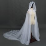 Womens Halloween Wedding Bridal Cape Cloak In Black White Red - 3