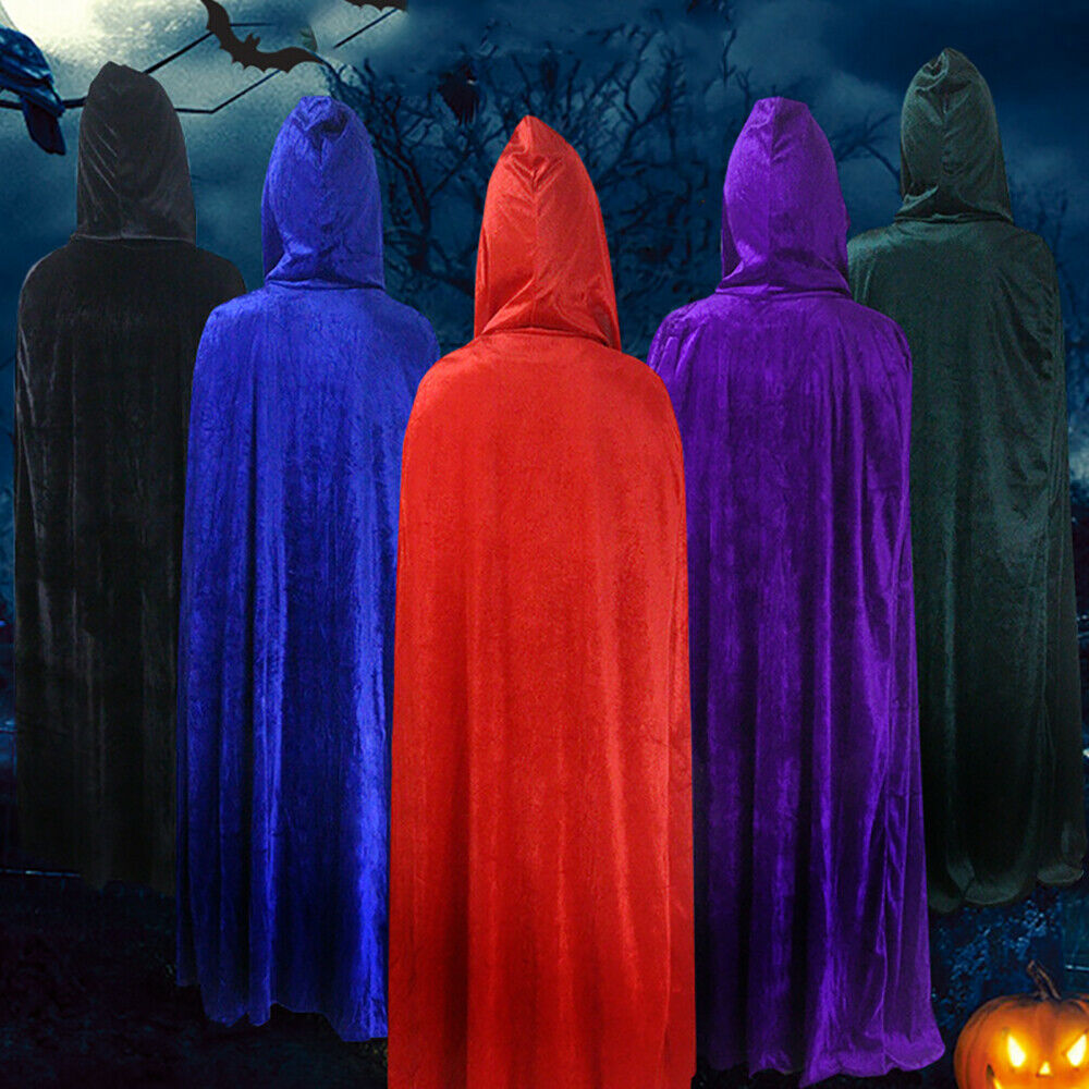 Adult Velvet Hooded Cloak Fulllength Medieval Wicca Vampire Halloween Costume - 10