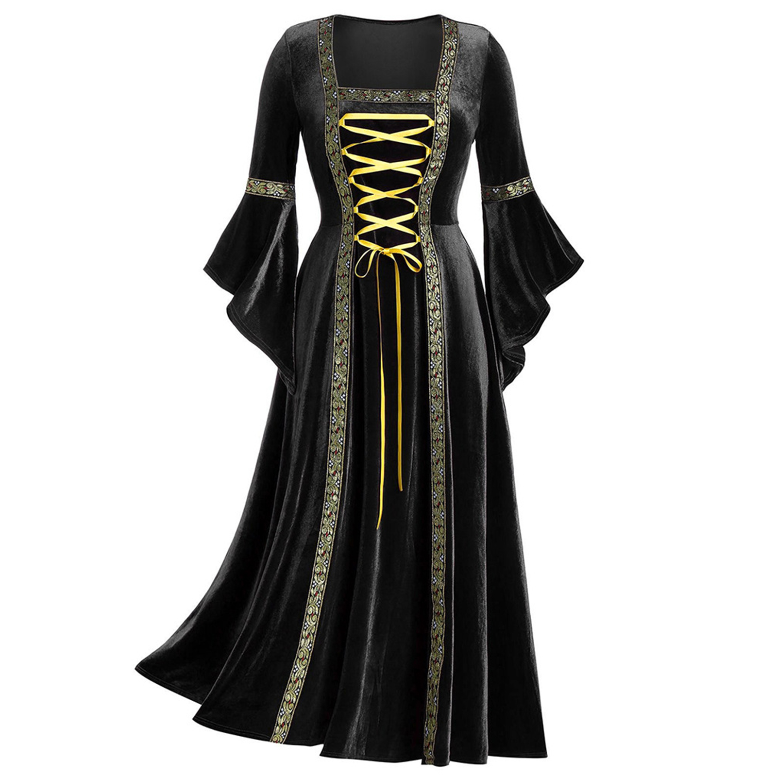 Medieval Renaissance Velvet Dress Womens Victorian Halloween Cosplay Costume - 12