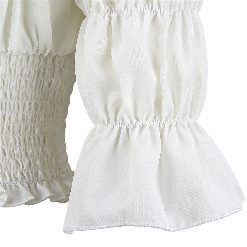 Plus Size Steampunk Offshoulder Ruffle Crop Top Renaissance Peasant Blouse - 13