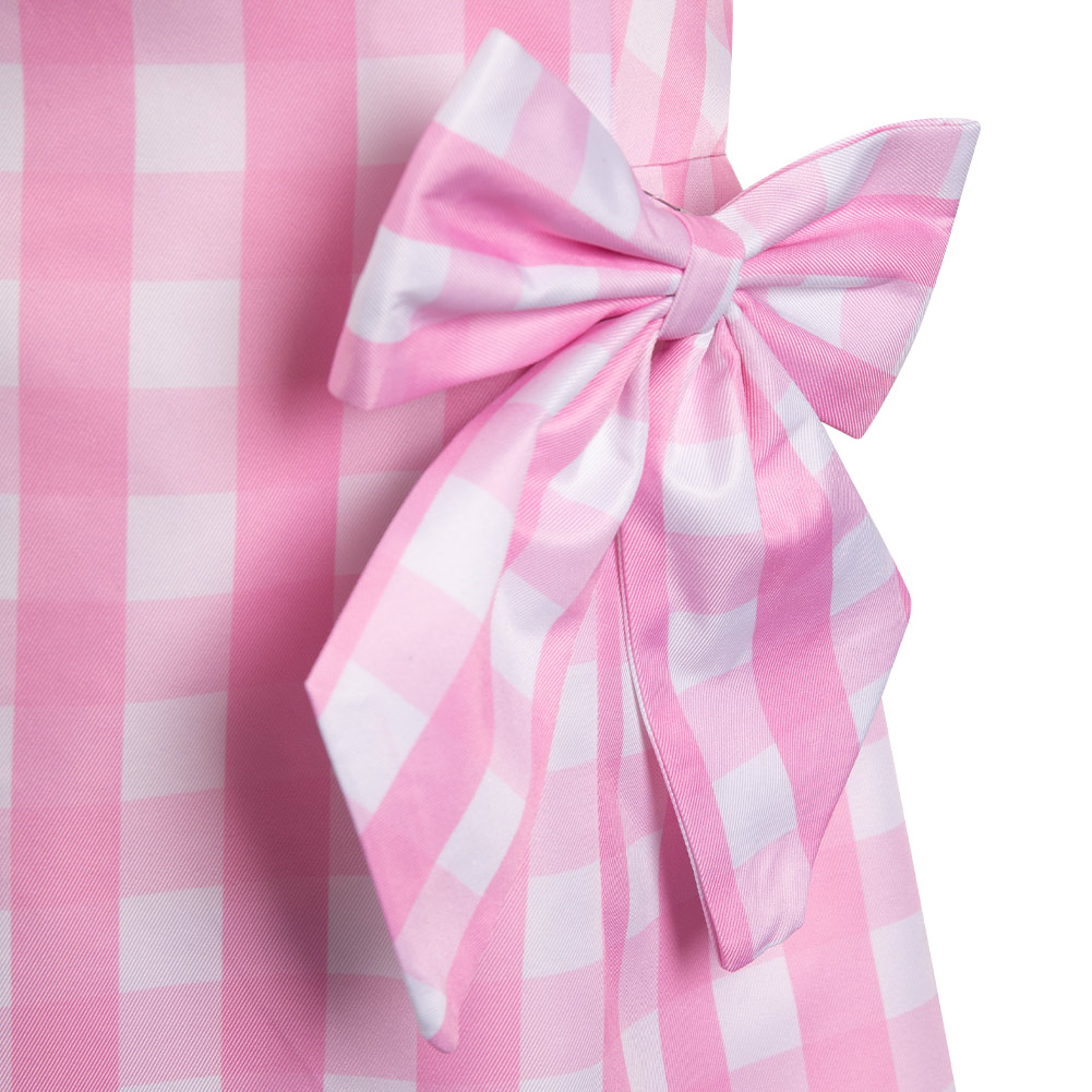 Barbie Movie Cosplay Costume Kawaii Pink Plaid Dress For Women - 12