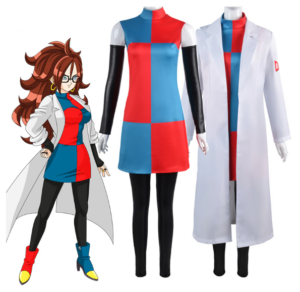 Android 21 Fighter Z Anime Cosplay Costume Adult White Doctor Uniform Set - 1