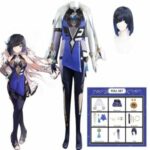 Genshin Impact Yelan Cosplay Costume Set Jumpsuit Cloak Wig Womens Halloween Outfit - 1