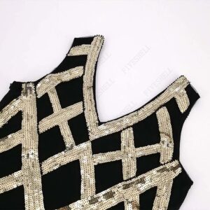 1920s Inspired Womens Sequin Beaded Fringe Vneck Party Dress - 5