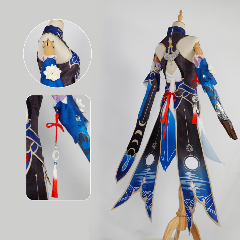 Jing Liu Womens Blue Chinese Cosplay Costume With Wig Honkai Star Rail Game Role Play Outfit - 12