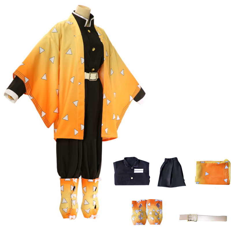 Anime Demon Slayer Zenitsu Agatsuma Womens Cosplay Kimono Costume - 10