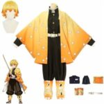 Anime Demon Slayer Zenitsu Agatsuma Womens Cosplay Kimono Costume - 1