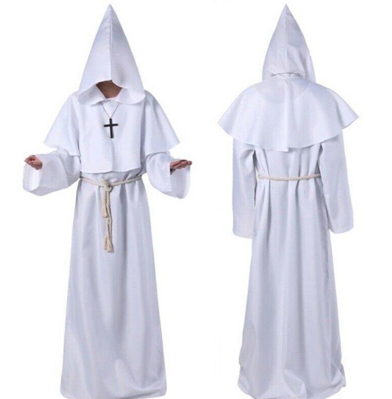 Medieval Priest Halloween Costume Friar Robes Wizard Cloak Vampire Cosplay - 9