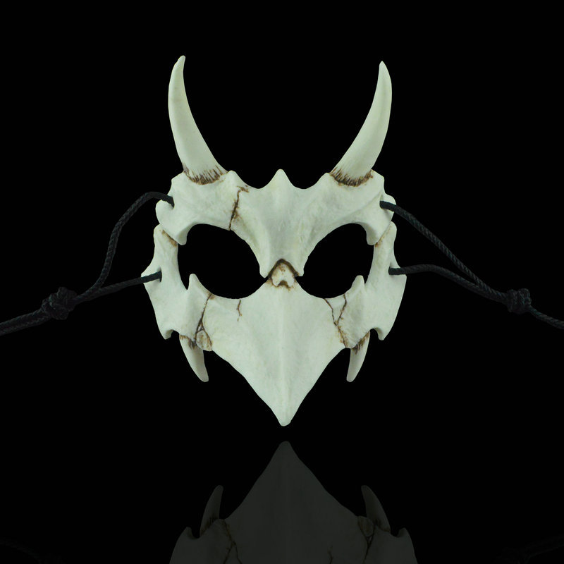 Anime Dragon God Skeleton Half Face Halloween Skull Cosplay Mask - 22