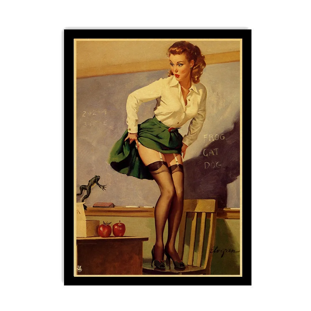 Vintage Wwii Pinup Girl Poster Kraft Paper Wall Art Home Decor - 24