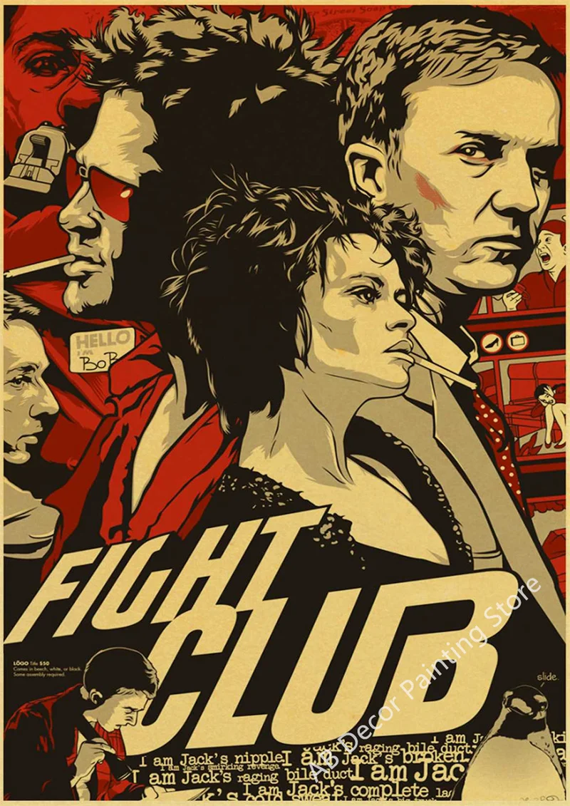 Vintage Pulp Fiction Godfather Fight Club Movie Poster Wall Art Decor - 17