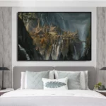 Vintage Middle Earth Map Canvas Art Lord Of The Rings Rivendell Wall Decor - 4