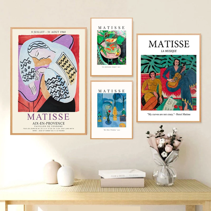 Matisse Inspired Vintage Cat Goldfish Canvas Art For Home Decor - 10